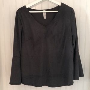 Peppermint Faux Suede Charcoal Grey Boho Blouse